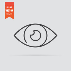 Eye icon in flat style isolated on grey background.
