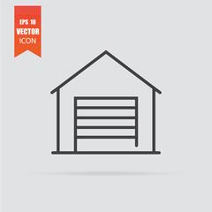 Garage icon in flat style isolated on grey background.