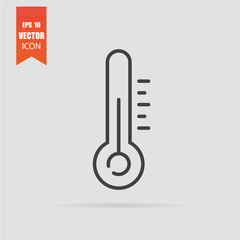 Thermometer icon in flat style isolated on grey background.