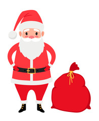 Santa Claus and gifts bag, Christmas icon on white background, vector illustration