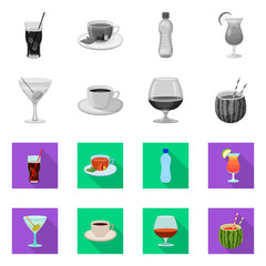 Vector design of drink and bar logo. Collection of drink and party stock vector illustration.