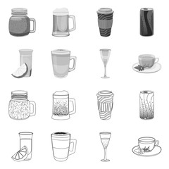 Isolated object of drink and bar logo. Set of drink and party stock vector illustration.
