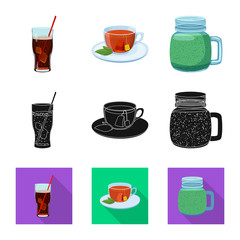 Vector illustration of drink and bar logo. Collection of drink and party vector icon for stock.