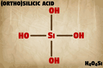 Detailed infographic illustration of the molecule of Silicic acid