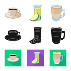 Vector design of drink and bar icon. Set of drink and party vector icon for stock.