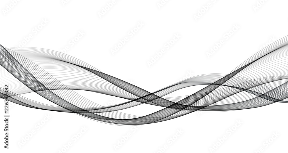 Poster abstract vector background with black smooth wave.