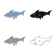 Isolated object of sea and animal sign. Set of sea and marine stock symbol for web.