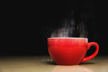 Black coffee is hot aromatic welcome new morning.
