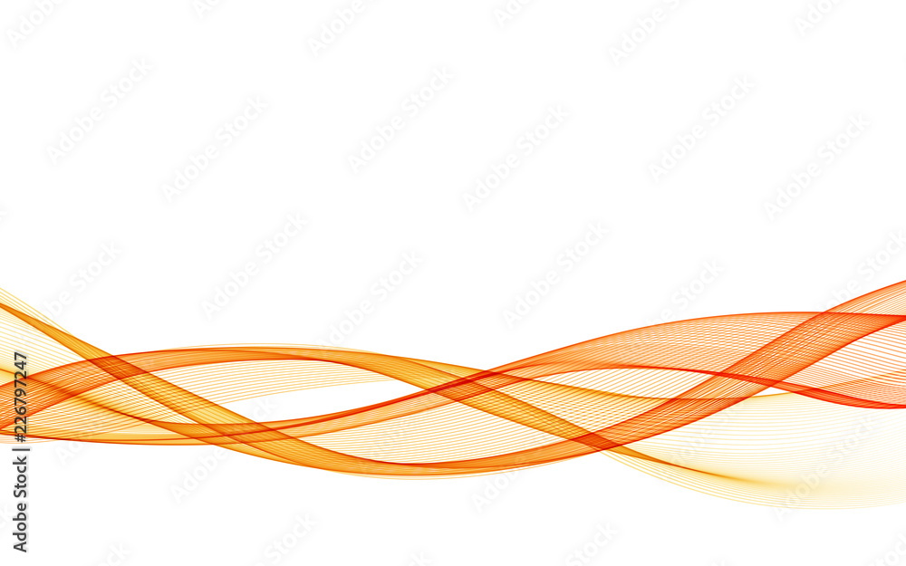 Poster abstract vector background with orange smooth color wave.