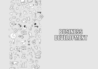 Business development doodles objects background, drawing by hand vector