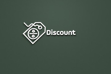 Illustration of Discount with white text on green background
