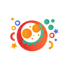 Fried eggs, breakfast food element vector Illustration on a white background