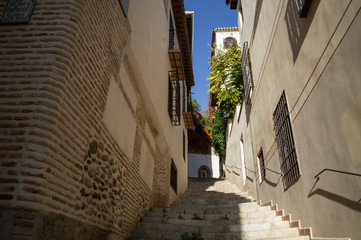 Alleyway with Carmen in Historic Center of Granada, Spain