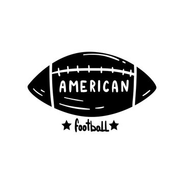 American Football ball, hand drawn retro design element for logo, badge vector Illustration on a white background
