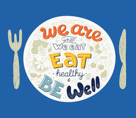 Fototapeta premium Inspirational motivational quote for healthy eaters. Vector illistration.