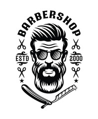 Barbershop label illustration
