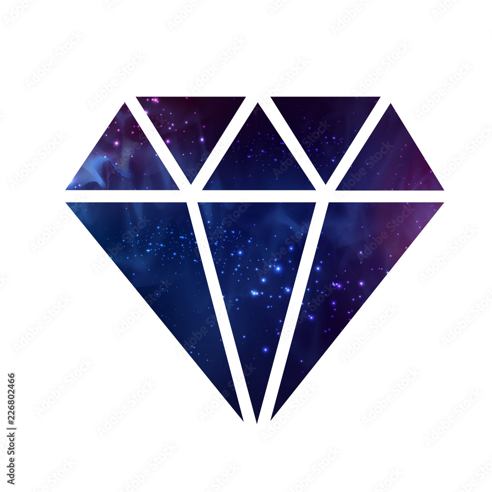 Canvas Prints diamond flat vector icon with space background inside