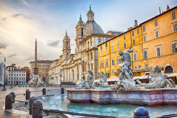Fototapeta premium The Fountain of Neptune in Piazza Navona in Rome