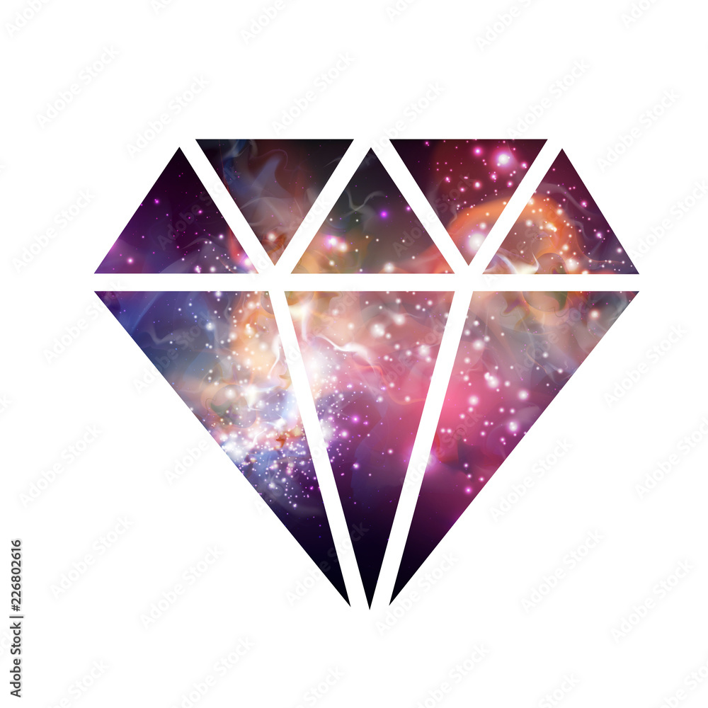 Poster diamond flat vector icon with space background inside