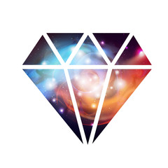 Diamond flat vector icon with space background inside
