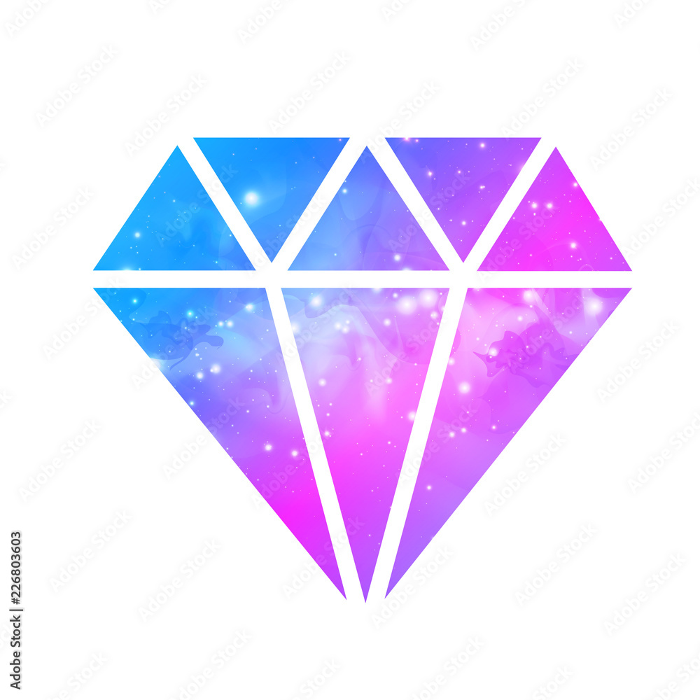 Poster diamond flat vector icon with space background inside