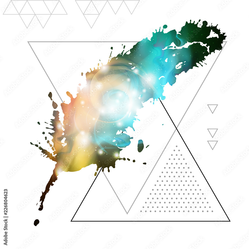 Poster feather flat vector icon with space background inside