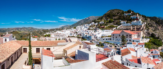 Fototapeta premium A Panoramic view of trhe hillside village of Frigiliana in Anadalucia, Spain