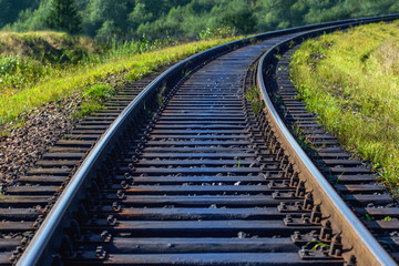 Fototapeta premium railway track on a bright sunny day