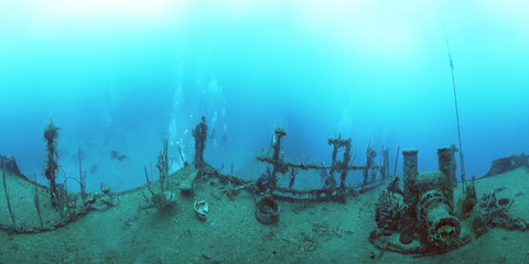 Underwater wreck in Honduras