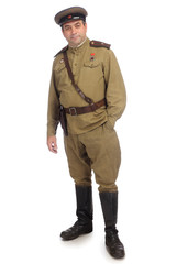 Major of soviet army looking straight with hand in pocket