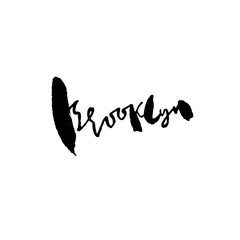 Brooklyn lettering. Hand drawn modern dry brush calligraphy. Isolated vector illustration.