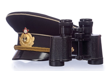 Captain cap and binoculars