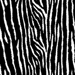 Fototapeta na wymiar Tiger or zebra seamless pattern. Grunge animal skin. Black and white vector illustration background. Trendy fabric design.