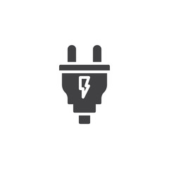Obraz premium Electric plug vector icon. filled flat sign for mobile concept and web design. Charging plug solid icon. Symbol, logo illustration. Pixel perfect vector graphics