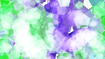 Abstract background with various multicolored pentagons. Big and small.