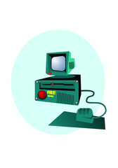 Old computer. Vector illustration