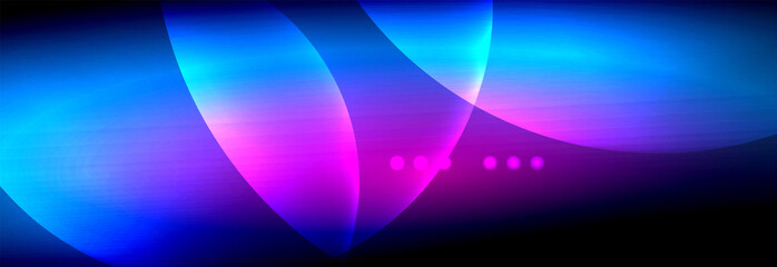 Vector blurred neon glowing circles with flowing and liquid light concept, energy magic fantastic abstract background