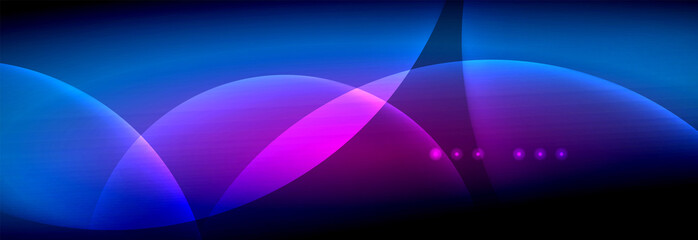 Vector blurred neon glowing circles with flowing and liquid light concept, energy magic fantastic abstract background