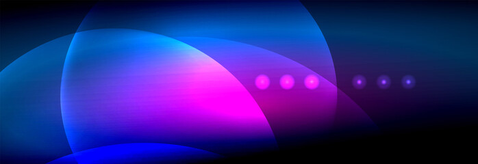 Vector blurred neon glowing circles with flowing and liquid light concept, energy magic fantastic abstract background