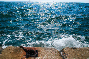 Obraz premium The seafront in the city of Thessaloniki, Greece. Mediterranean Sea, holiday resort.