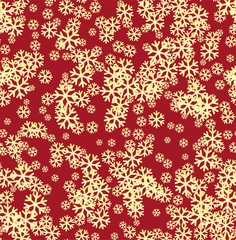 Naklejka na ściany i meble Winter red background with snowflakes. Vector Illustration.