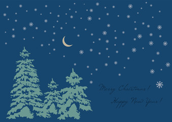 Christmas vintage card. Vector illustration.