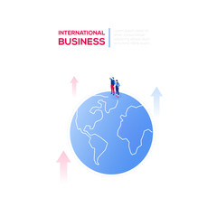 International business - modern isometric vector web banner