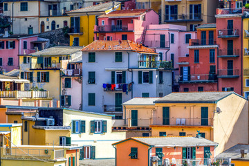 Fototapeta na wymiar Colorful houses in Manarola Village Italy 