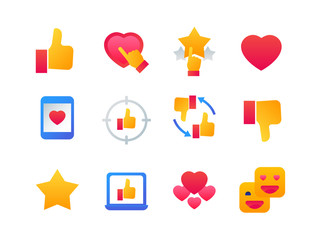 Likes and dislikes - set of flat design style icons