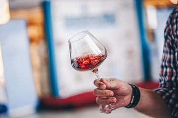Red Wine Glass Hand Front View