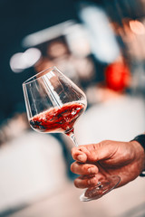 Red Wine Glass Hand Front View