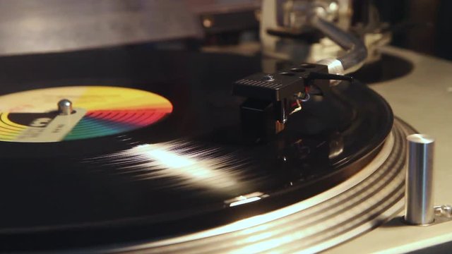 Spinning Vintage Record Player