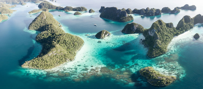 Aerial View of Beautiful Limestone Islands in Wayag, Raja Ampat