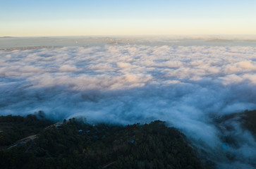 Aerial View of Marine Layer at Sunrise Over San Francisco Bay Area